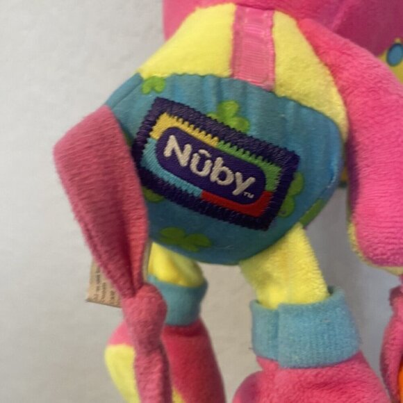 Nuby Tag-A-Long Hanging Plush Pink Hippo Rattle Activity Infant Toddler Toy - Picture 5 of 6
